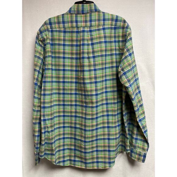 Ralph Lauren green‎ blue white plaid Mens long sleeve button casual shirt Large - Picture 3 of 7
